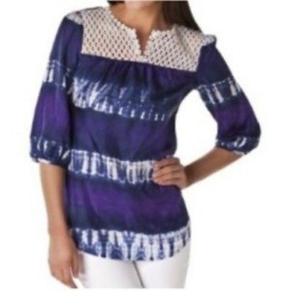 Calypso St. Barth Silk Purple Tie Dye Blouse - Picture 1 of 12